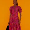 Farm Rio Pink Snake Fruit Organic Cotton Midi Dress 1 Farm Rio Pink Snake Fruit Organic Cotton Midi Dress -Trend Farm Rio 301829 01