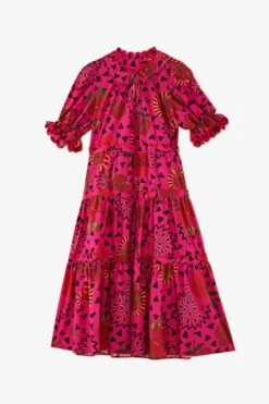 Farm Rio Pink Snake Fruit Organic Cotton Midi Dress -Trend Farm Rio 301829 04
