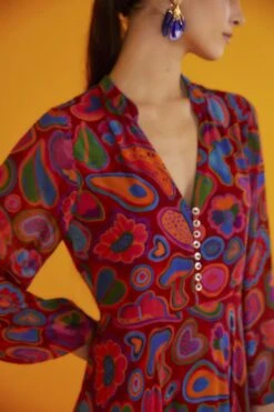 Farm Rio Red Lisa Sheer Midi Dress -Trend Farm Rio 301903 02