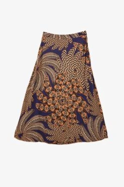 Farm Rio Navy Yawanawa Vanahu Lenzing™ Ecovero™ Viscose Midi Skirt -Trend Farm Rio 302327 04