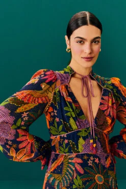 Farm Rio Navy Cool Macaw Midi Dress -Trend Farm Rio 303830 03