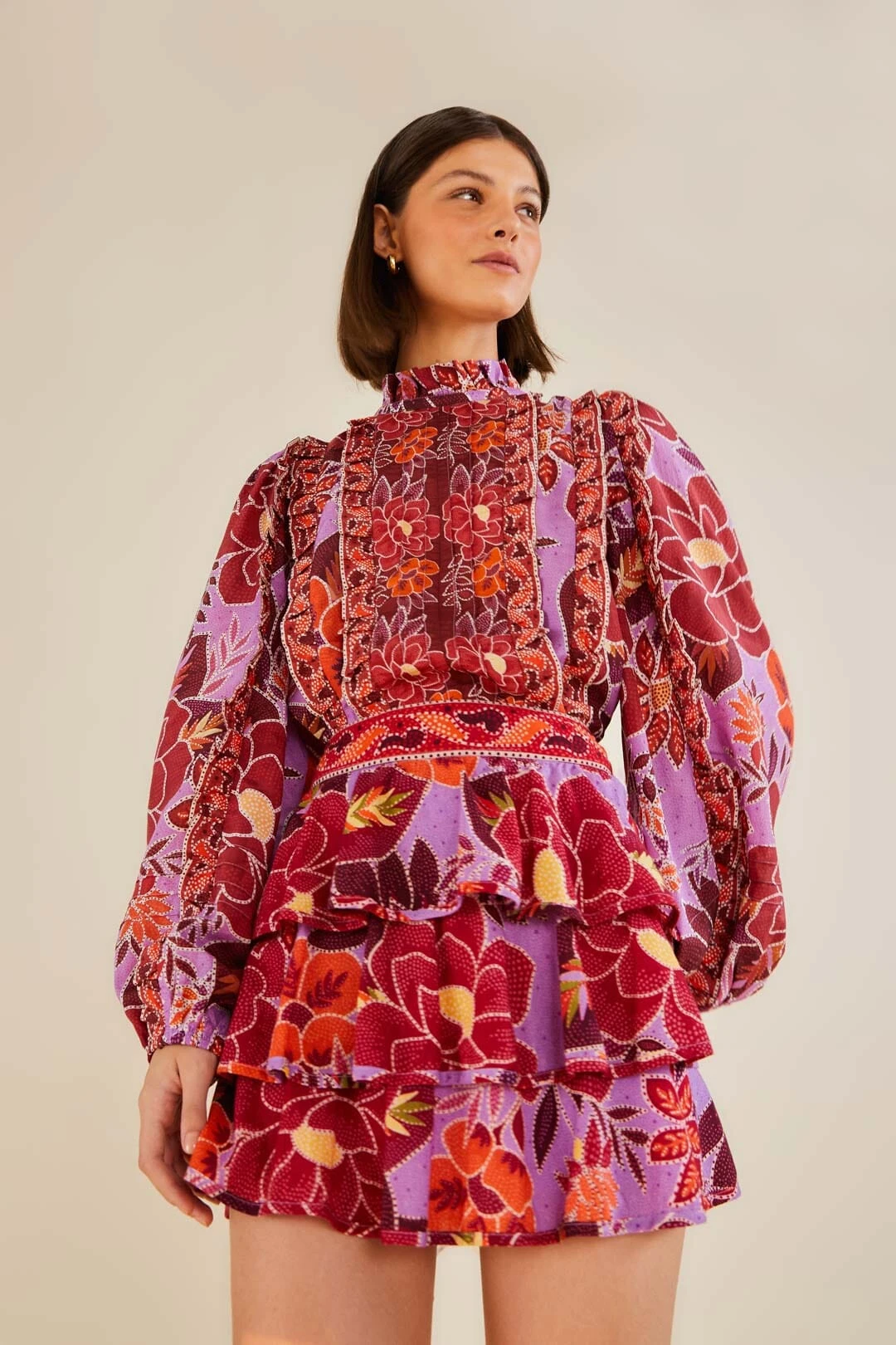 Farm Rio Sweet Floral Layered Mini Skirt 3 Farm Rio Sweet Floral Layered Mini Skirt