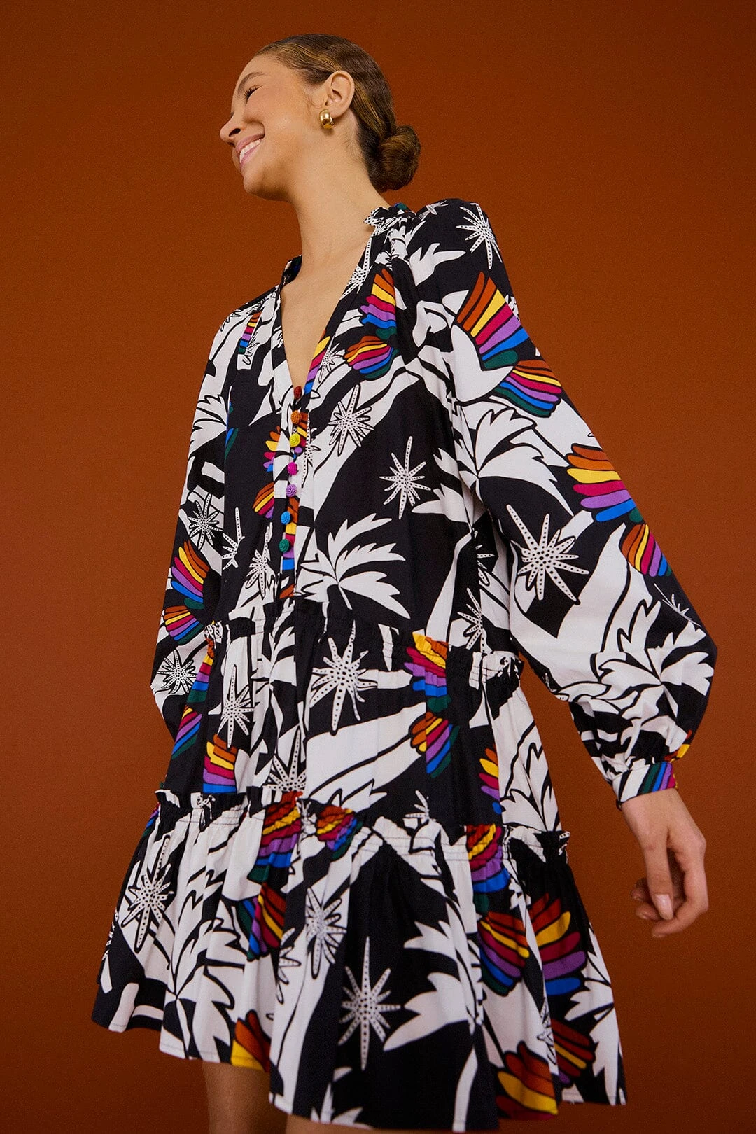 Farm Rio Toucans Wave Organic Cotton Mini Dress 3 Farm Rio Toucans Wave Organic Cotton Mini Dress