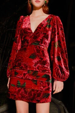 Farm Rio Red Shiny Flowers Mini Dress -Trend Farm Rio 303911 01