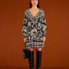 Farm Rio Black Graphic Floral Mini Dress -Trend Farm Rio 303926 01