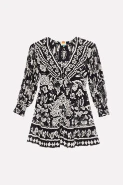 Farm Rio Black Graphic Floral Mini Dress -Trend Farm Rio 303926 06
