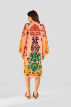 Farm Rio Peach Amulet Midi Dress -Trend Farm Rio 303983 02
