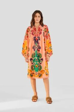 Farm Rio Peach Amulet Midi Dress -Trend Farm Rio 303983 04