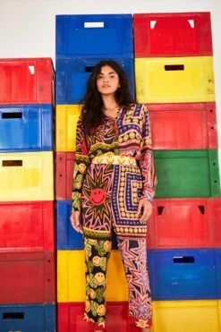 Farm Rio Patchwork Tapestry Smiley® Pants -Trend Farm Rio 305163 05