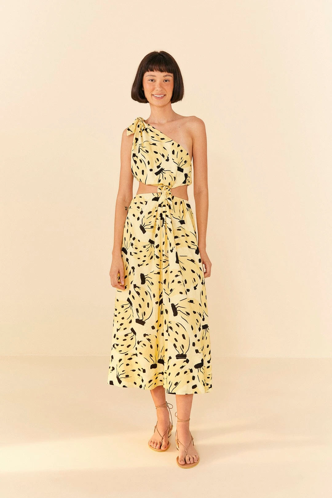 Farm Rio Yellow Bossa Banana Knot Midi Dress 3 Farm Rio Yellow Bossa Banana Knot Midi Dress