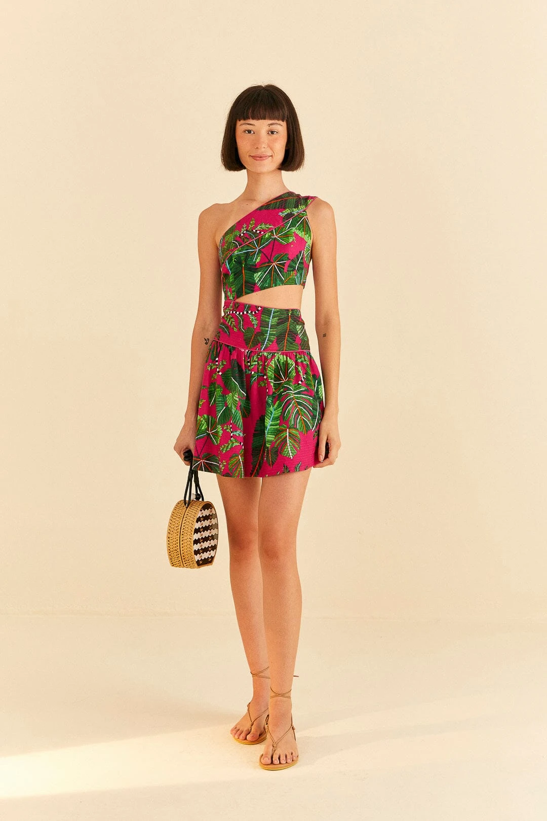 Farm Rio Pink Leaves Mini Dress 4 Farm Rio Pink Leaves Mini Dress - Image 2