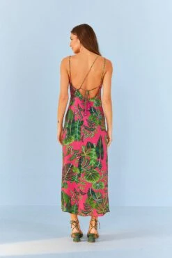 Farm Rio Pink Leaves Midi Dress -Trend Farm Rio 305298 03