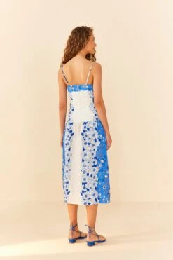 Farm Rio Blue Flower Stripes Midi Dress 10 Farm Rio Blue Flower Stripes Midi Dress -Trend Farm Rio 305348 03