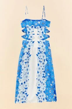 Farm Rio Blue Flower Stripes Midi Dress 13 Farm Rio Blue Flower Stripes Midi Dress -Trend Farm Rio 305348 06