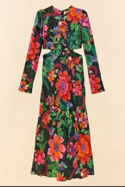 Farm Rio Black Blooming Garden Lenzing™ Ecovero™ Viscose Midi Dress -Trend Farm Rio 306067 06 1