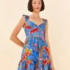 Farm Rio Blue Macaw Party Mini Dress -Trend Farm Rio 306136 01