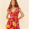 Farm Rio Pink Flowers Tapestry Mini Dress -Trend Farm Rio 306144 01