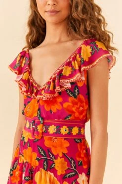 Farm Rio Pink Flowers Tapestry Mini Dress -Trend Farm Rio 306144 03