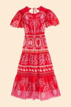 Farm Rio Red Summer Sunrise Midi Dress -Trend Farm Rio 306178 06