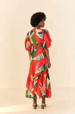 Farm Rio Red Heliconia Midi Dress -Trend Farm Rio 306185 03