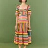 Farm Rio Rainbow Stripes Midi Dress -Trend Farm Rio 306188 01