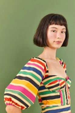 Farm Rio Rainbow Stripes Midi Dress -Trend Farm Rio 306188 03