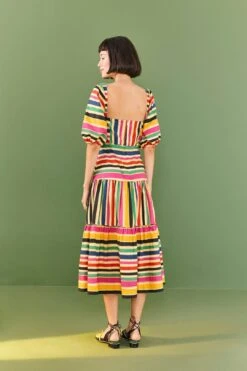 Farm Rio Rainbow Stripes Midi Dress -Trend Farm Rio 306188 04