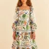Farm Rio White Summer Garden Midi Dress 2 Farm Rio White Summer Garden Midi Dress -Trend Farm Rio 306202 01