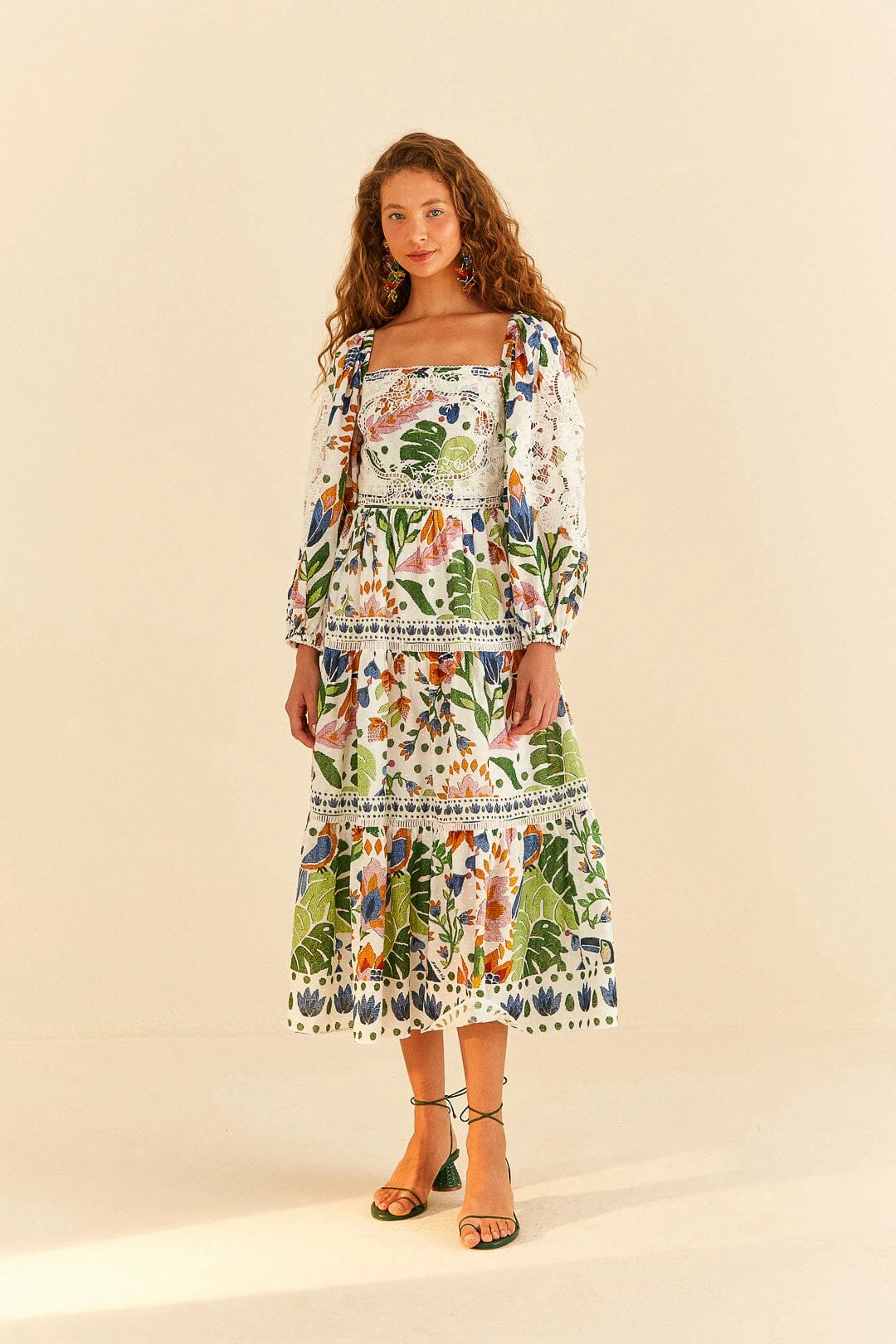 Farm Rio White Summer Garden Midi Dress 4 Farm Rio White Summer Garden Midi Dress - Image 2