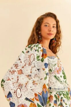 Farm Rio White Summer Garden Midi Dress 9 Farm Rio White Summer Garden Midi Dress -Trend Farm Rio 306202 03