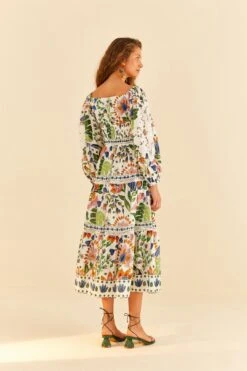 Farm Rio White Summer Garden Midi Dress 10 Farm Rio White Summer Garden Midi Dress -Trend Farm Rio 306202 04
