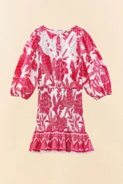 Farm Rio Pink Tropical Woodcut Mini Dress -Trend Farm Rio 306220 06