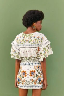 Farm Rio White Summer Garden Mini Skirt -Trend Farm Rio 306268 03