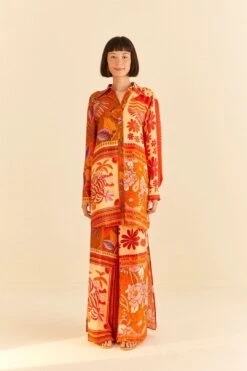 Farm Rio Forest Mixed Scarves Lenzing™ Ecovero™ Viscose Pants -Trend Farm Rio 306279 02