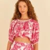 Farm Rio Pink Tropical Woodcut Crop Top -Trend Farm Rio 306306 01