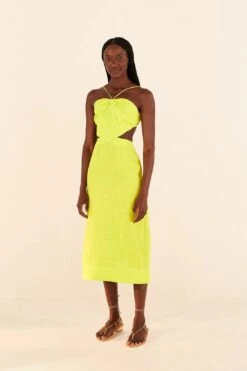 Farm Rio Lime Green Monstera Midi Dress -Trend Farm Rio 306330 03