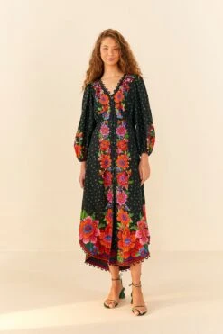 Farm Rio Black Blooming Garden Dress -Trend Farm Rio 306333 04