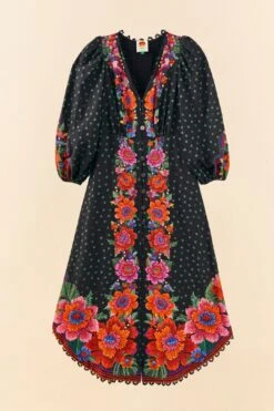 Farm Rio Black Blooming Garden Dress -Trend Farm Rio 306333 06