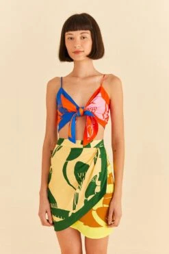 Farm Rio Mixed Rainbow Toucans Lenzing™ Ecovero™ Viscose Mini Skirt