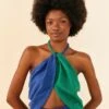 Farm Rio Blue And Green Crop Top -Trend Farm Rio 306345 01