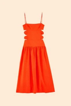 Farm Rio Orange Cut Out Midi Dress -Trend Farm Rio 306742 06 2