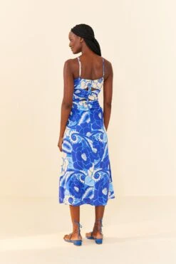 Farm Rio Blue Tropical Groove Lenzing™ Ecovero™ Viscose Midi Dress -Trend Farm Rio 306997 03