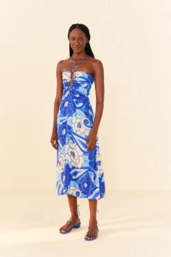 Farm Rio Blue Tropical Groove Lenzing™ Ecovero™ Viscose Midi Dress -Trend Farm Rio 306997 04