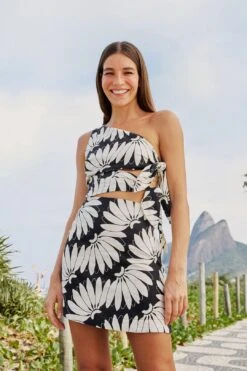 Farm Rio Black Copacabana Cut Out Mini Dress