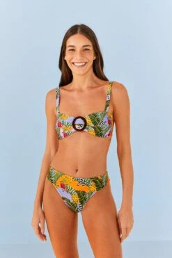 Farm Rio Striped Bananas Bikini Top