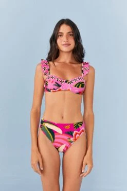 Farm Rio Pink Leopard Forest High Waisted Bikini Bottom