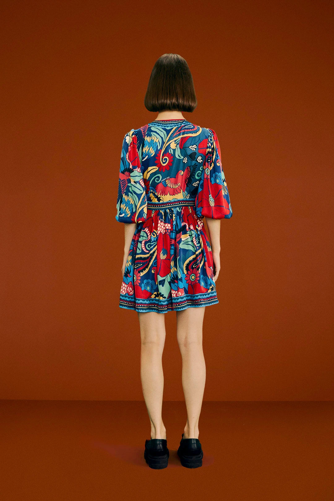 Farm Rio Blue Vintage Forest Lenzing™ Ecovero™ Viscose Mini Dress 4 Farm Rio Blue Vintage Forest Lenzing™ Ecovero™ Viscose Mini Dress - Image 2