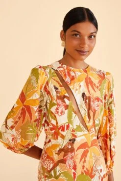 Farm Rio Sand Leopard Forest Midi Dress -Trend Farm Rio 309150 03