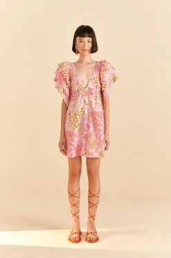 Farm Rio Pink Mixed Lobsters Organic Cotton Mini Dress -Trend Farm Rio 309152 02