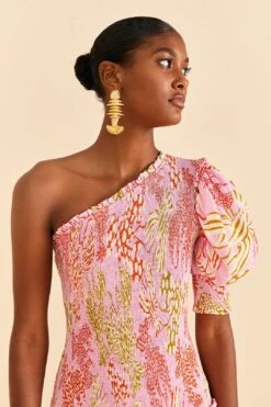 Farm Rio Pink Mixed Lobsters Midi Dress -Trend Farm Rio 309155 05